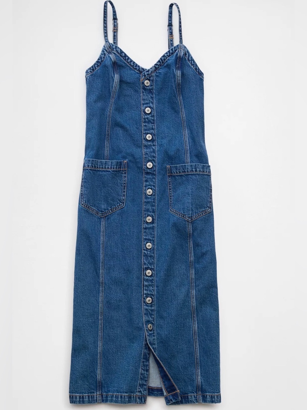 American Eagle Denim Button-Front Dress - Blue - Picture 3 of 5